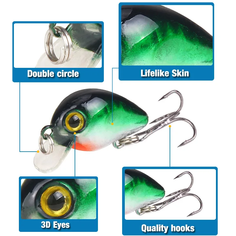 10/8/5/3Pcs Fishing Lure 3cm 1.6g Crankbait Set Artificial Hard Mini Wobblers Crank Bait Sea for Pike Bass Trout Pesca Tackle