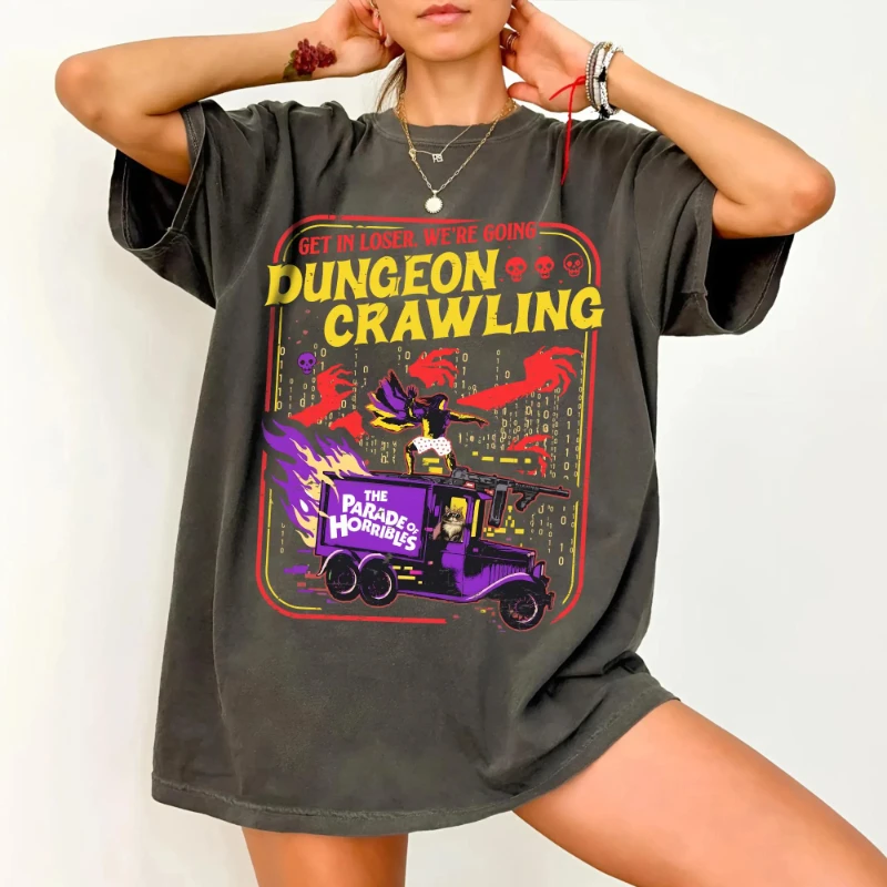 Get In Loser We're Going Dungeon Crawling Shirt,Sci-Fi Meme Tee,Carl Princess Donut Graphic Tee,Dungeon Crawler Carl Fan Shirt