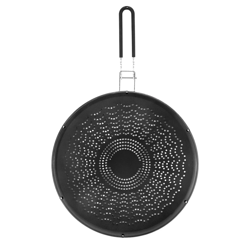 13 Inch Silicone Splatter Screen - Pan Cover With Folding Handle,Heat Resistant Oil Splash Guard,Heat Insulation Black