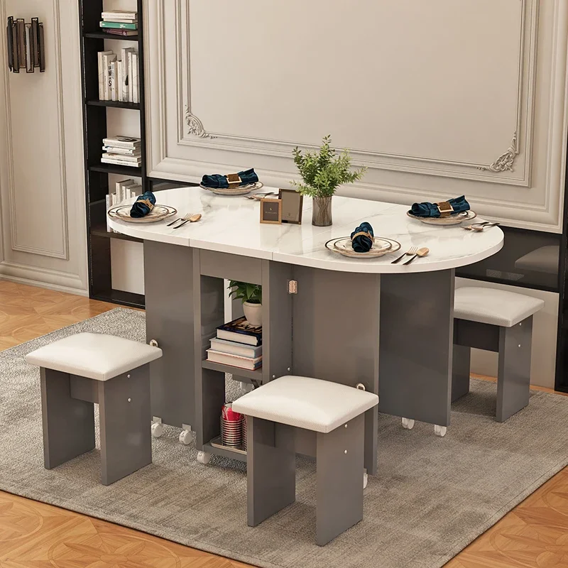 

The household folding dining table is mobile and extensive, and the unit is multi-functional