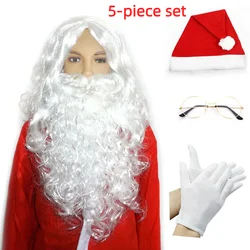 2024 Christmas Santa Claus Wig + Beard Set Costume Accessory Adult Christmas Fancy Dress Santa Wig Cosplay Xmas Party Costume