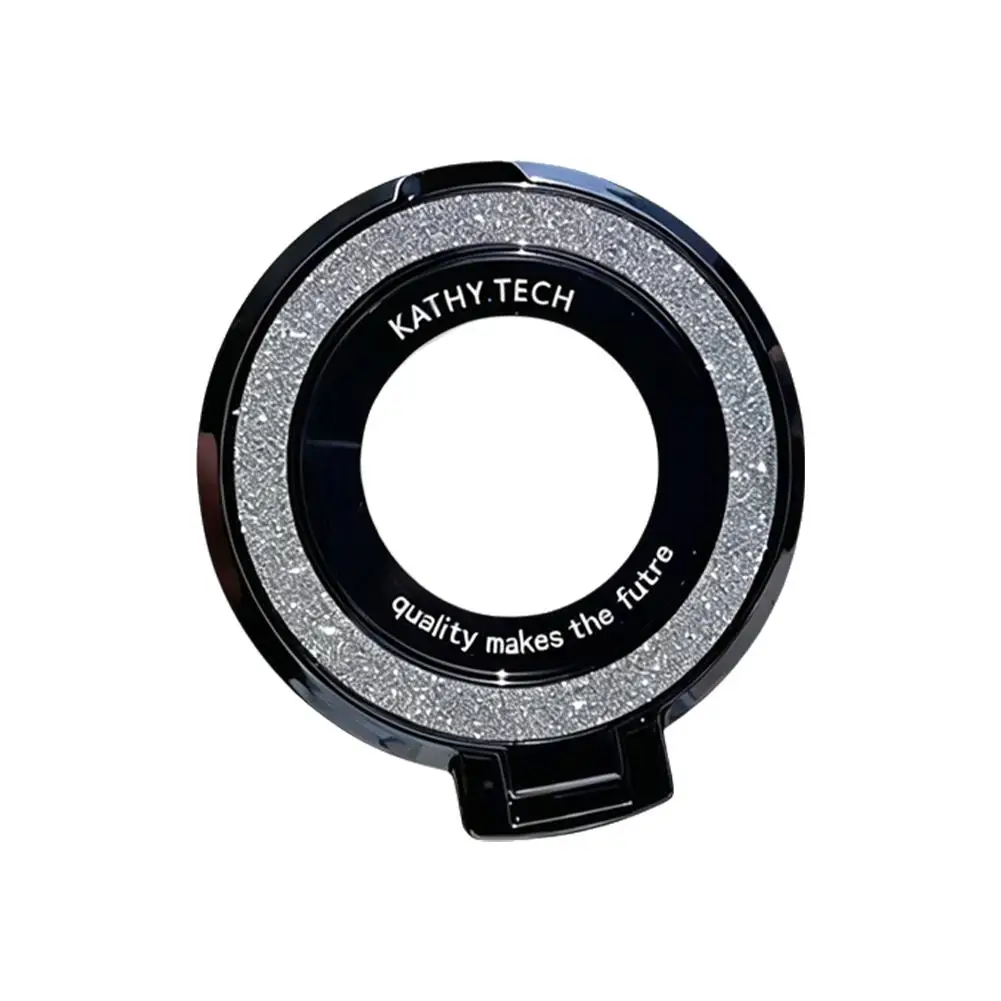 Doppelring-Handyhalter mit Ständer, Glitzer, faltbarer Handyring-Griff, ultradünner ABS-Fingerring-Ständer, universeller, mehrwinkeliger Tischständer – Detail 3