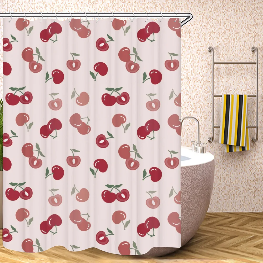 Little Cherry Things for the Bathroom Accessories Set Folding Partition Bath Curtain Shower Curtains Bedrooms Houses Rooms Home