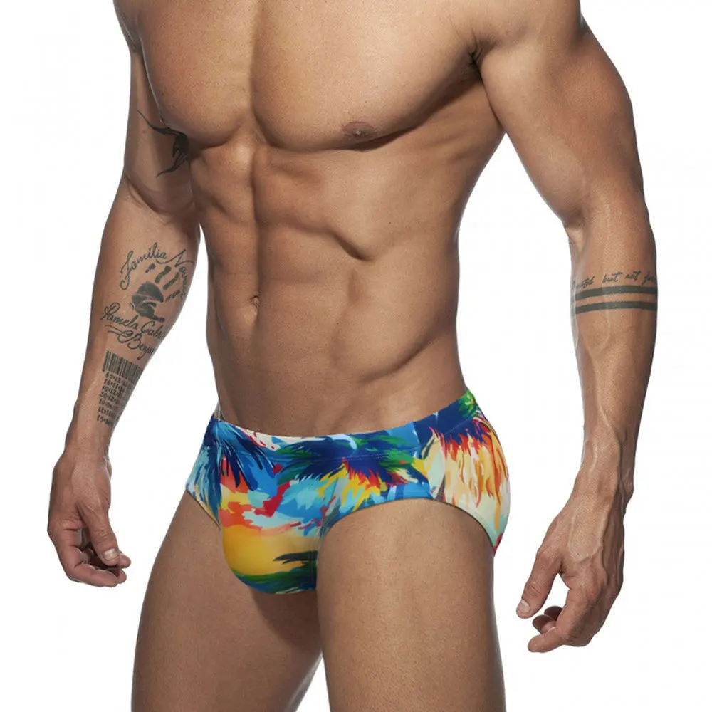 Ink Art Sunset Printed Triangle Swimming Trunks Men's Sports Beach Shorts Sexy Bikini Swimwear Bathing Suit Maillot De Bain