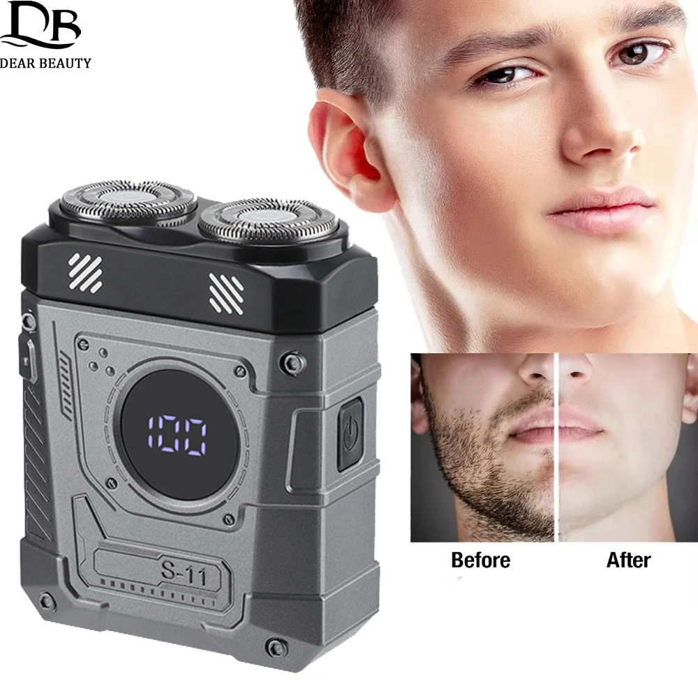 

Electric Shaver Beard Trimmer For Men Magnetic Dual Blades Rechargeable Mini Razor Household Travel Car Shaver Man Grooming Kit