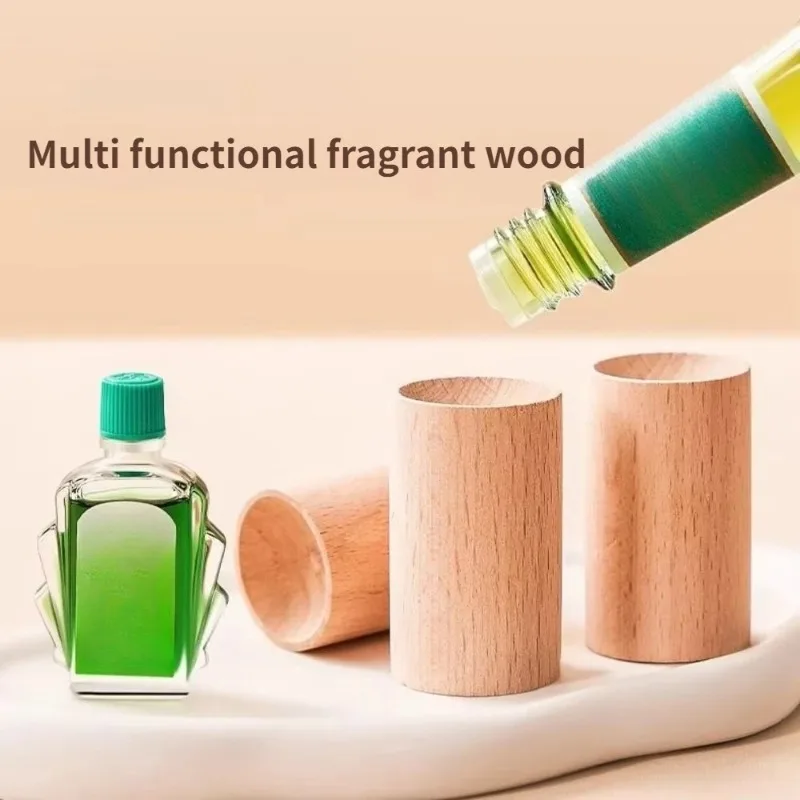 Cylindrical essential oil diffuser made of solid wood with long-lasting fragrance, suitable for home offices, cars, and bedrooms