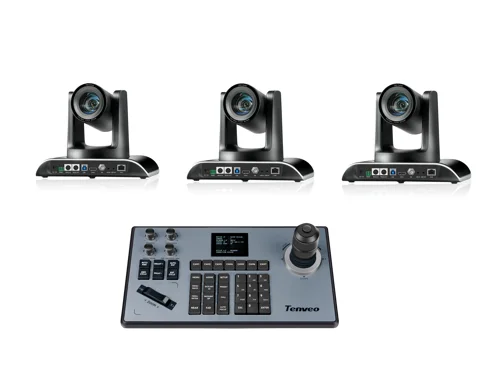 Tenveo Video Conferencing Camera AI Tracking Auto Framing 20x Zoom PTZ 4D Joystick Keyboard Controller Video Conference System