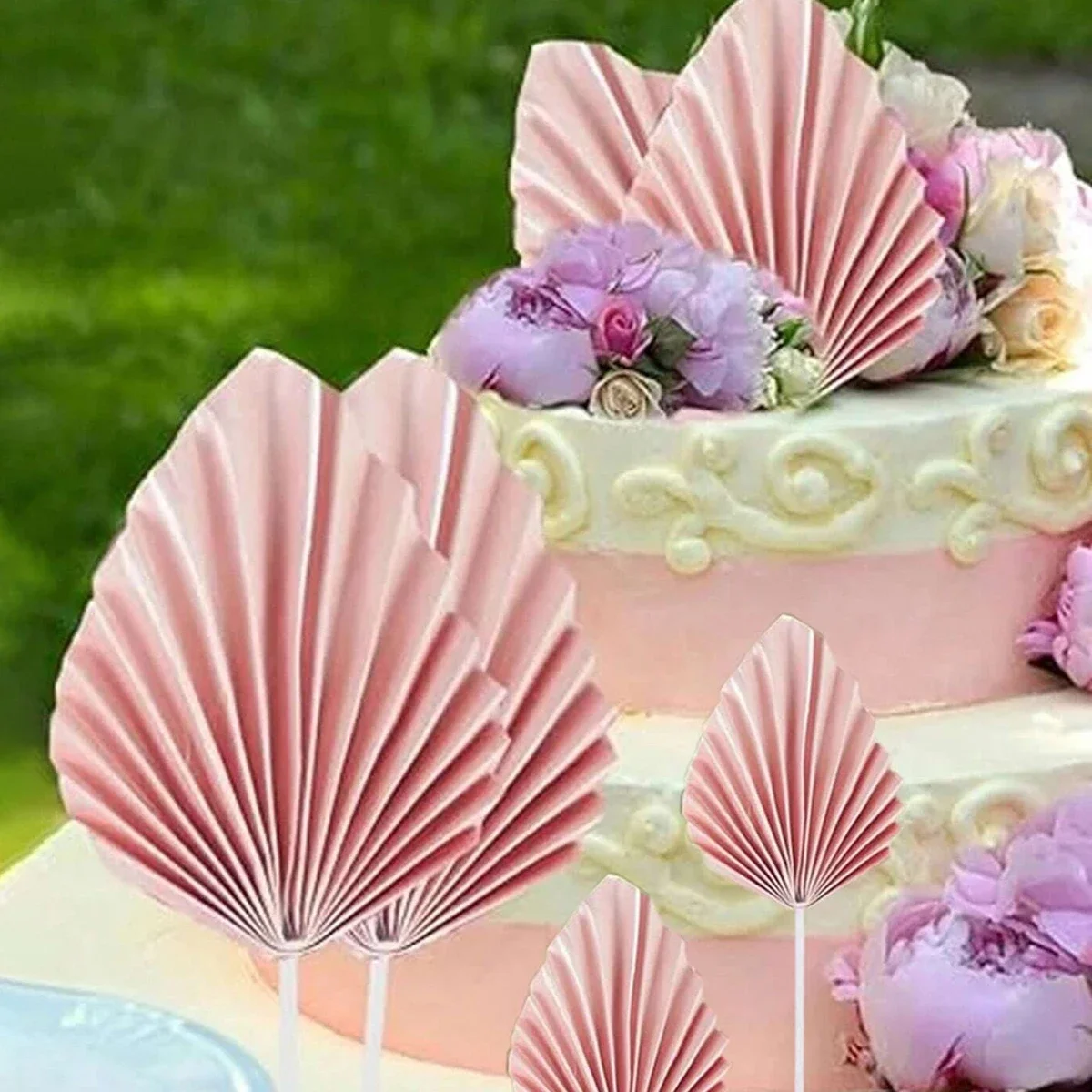 Gold & Pink Palm Spear Cake Decorations - Happy Birthday Baking Supplies for Dessert Tables & Party Decor