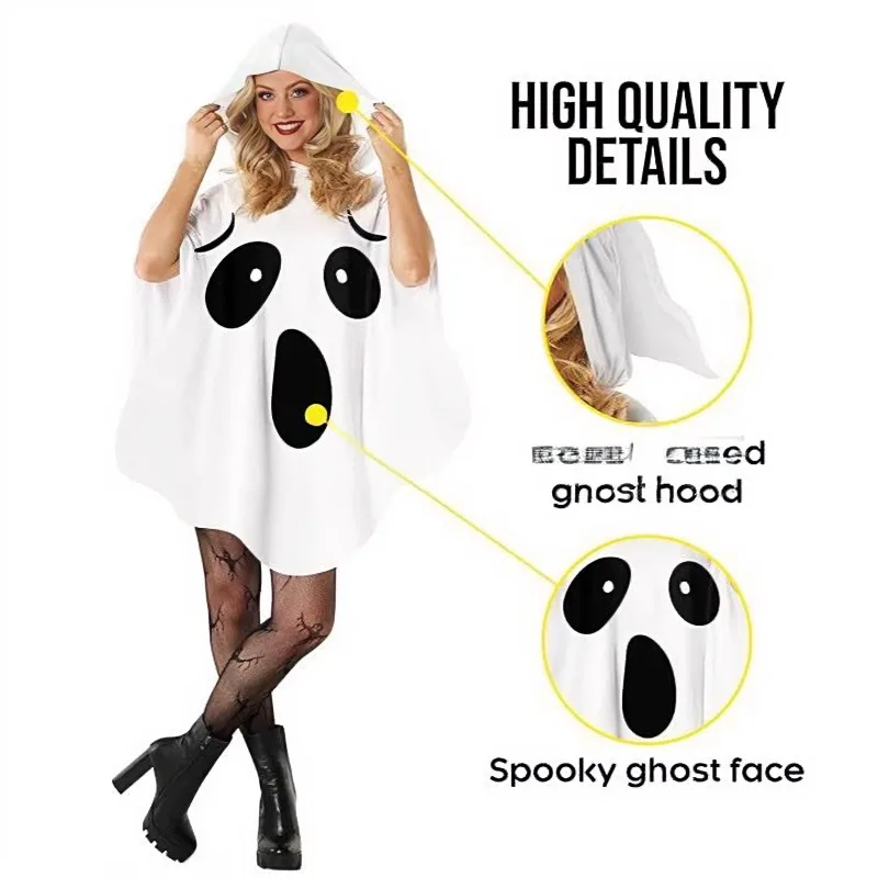 European American Party Character Ghost Witch Cosplay Elf White Bat Suit Halloween Costume