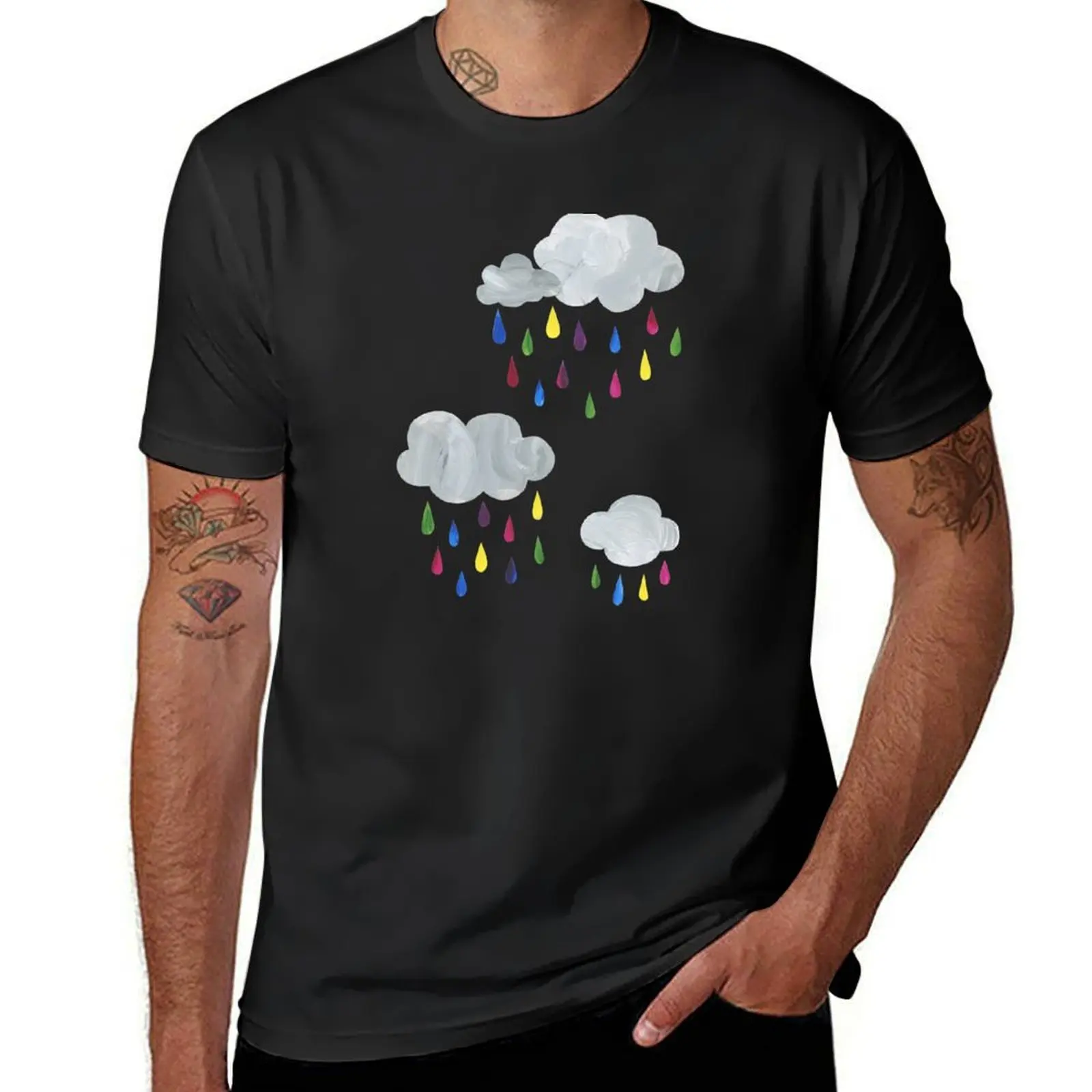 

Rainbow Rain Clouds T-Shirt anime figures Clothing plus sizes t shirt for men