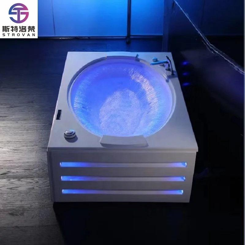 

STLF Ultra-luxurious Modern Hotel Spa Bathtub with Whirlpool Massage SPA 23 Jets Rectangle Shape 7-color LED Lights