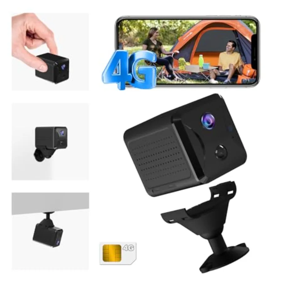 

4G LTE Cellular Security Camera for outdoor use, ABS plastic body, black color, no WiFi required with 4G SIM card support, 5200