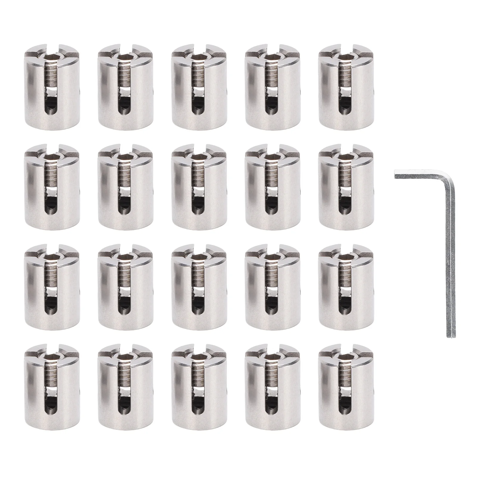 20PCS Crossed Cable Clamps T316 Stainless Steel Wire Clips for 3mm 1/8 Inch Ropes Or Rod Fittings Wall Trellis Kit