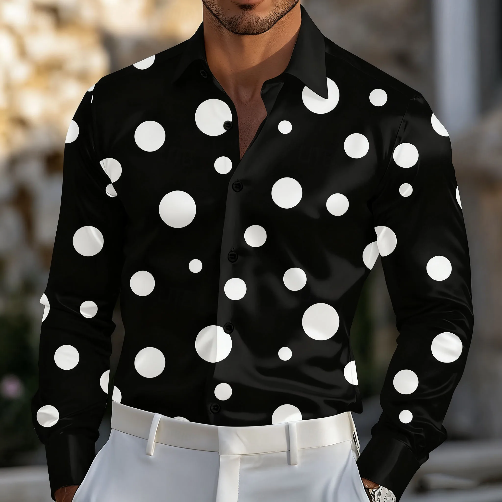 

Men's Geometric Polka Dot Shirt Formal Shirt Long Sleeve Fashion Casual Holiday Wear Summer Spring Autumn Lapel 3D Printed Butto