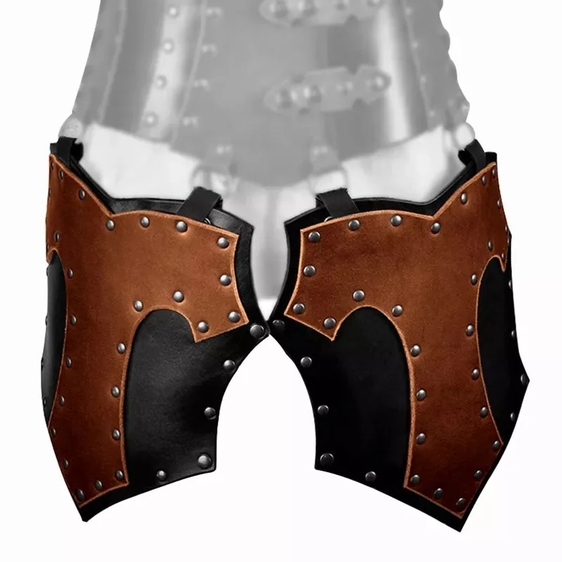 Medieval Viking Knight Pirate PU Leather Leg Thigh Armor Gladiator Battle Skirt Costume Props Faulds Tassets Belt Accessory Gear