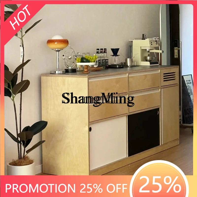 

SM new marine plate contrasting color dining side cabinet stainless steel countertop large capacity locker console