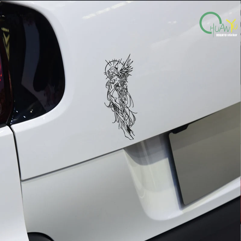 Thorn Halo Fallen Angel Car Decal; Gothic Dark Angel Car Body Sticker; Waterproof Scratch-Resistant Car Window and Trunk Decal