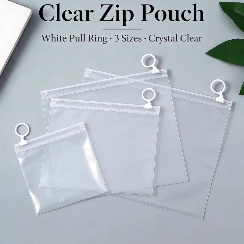 50pcs White Clear Zip Lock Plastic Package Bag with Zipper Hang Hole Self Seal Transparent Ziplock Poly Packaging Pouches