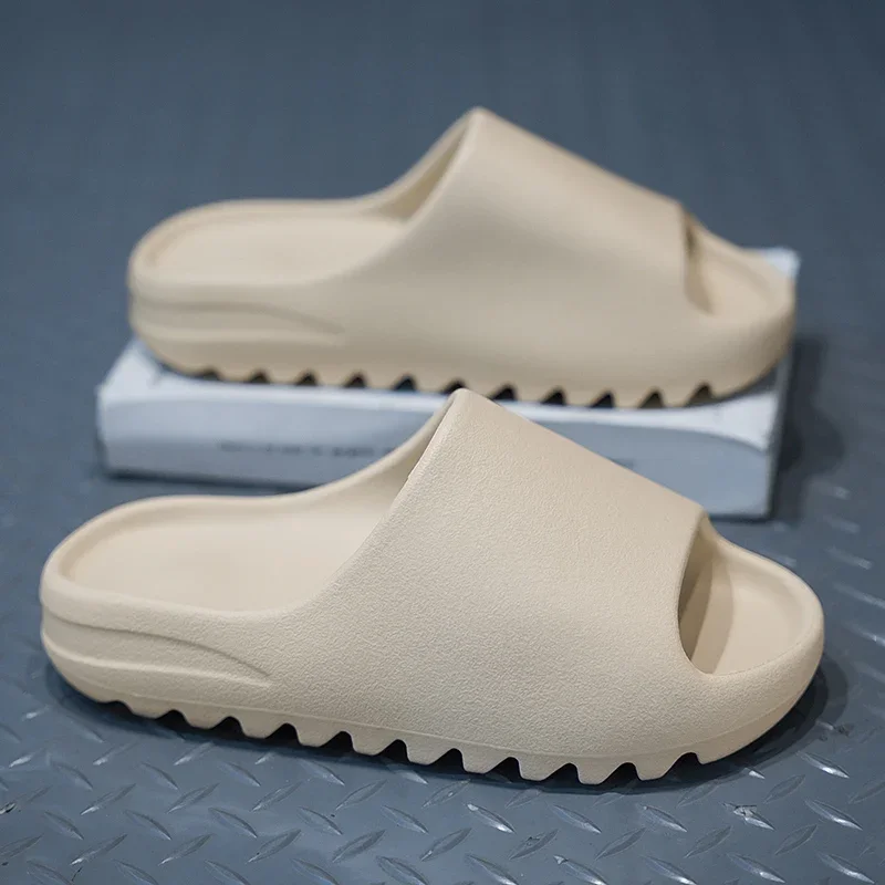 Unisex Summer Bone White YZY Slides Slip On Breathable Water Beach Slides Lightweight Fish Mouth Cloudy Slippers Plus Size 36-45