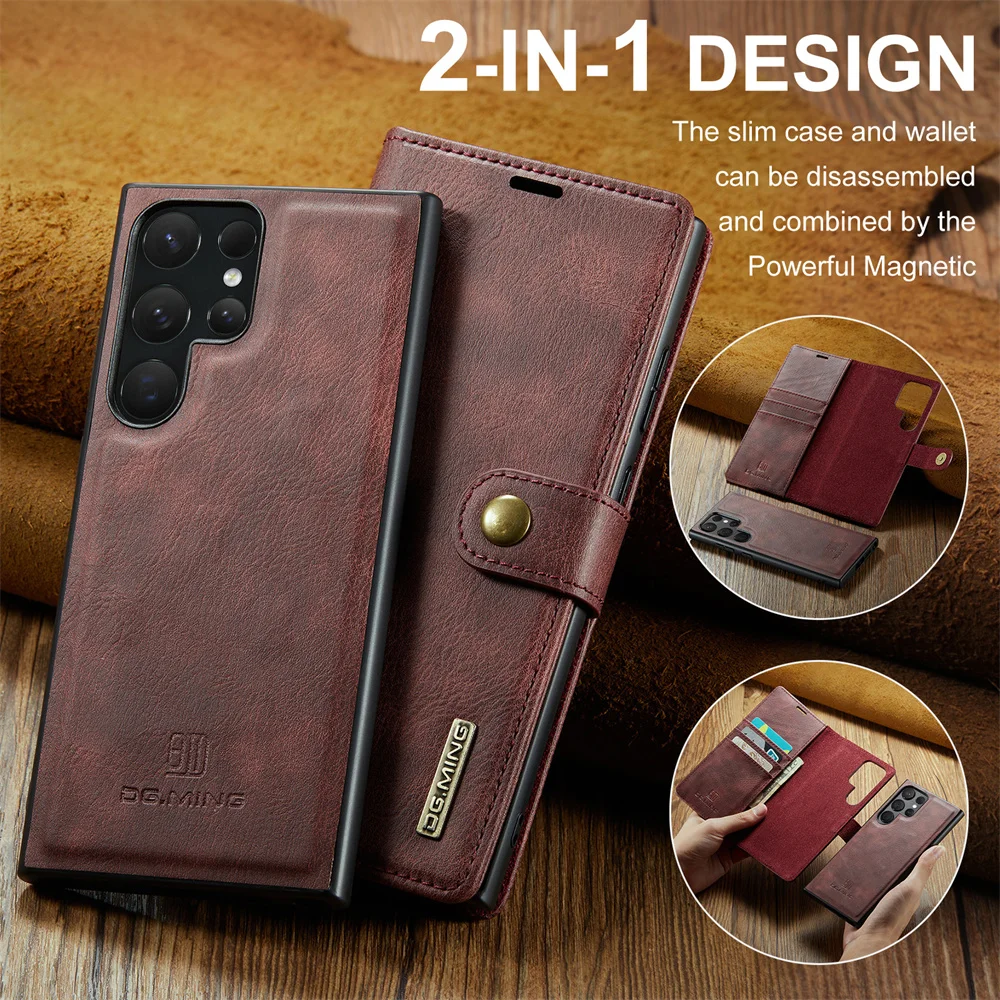 Luxury Magnetic Flip Wallet Case for Samsung Galaxy S24 Ultra S23 S20 S21 FE S22 Plus Note 20 Magnet Card Holder Leather Cover