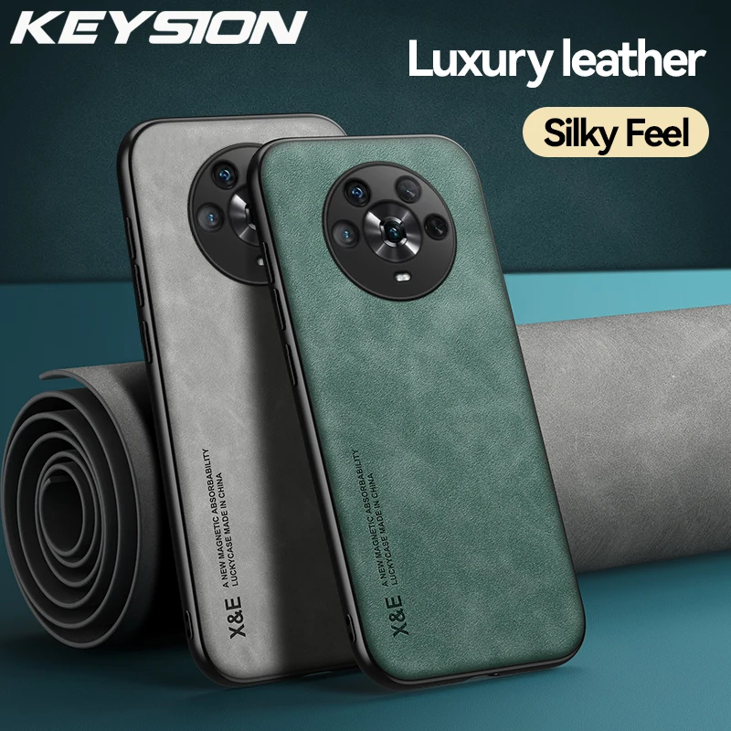 

KEYSION Luxury Leather Case for HONOR Magic 4 Pro 5 Pro Soft Silicone Shockproof Phone Back Cover for Huawei Honor Magic5 Pro 5G