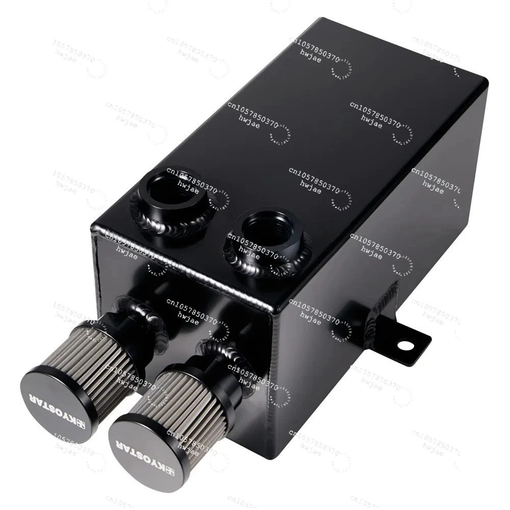 Universal Aluminum Black Diesel Drain Baffled Dual Twin Filter Breather 3L Oil Catch Can 12an
