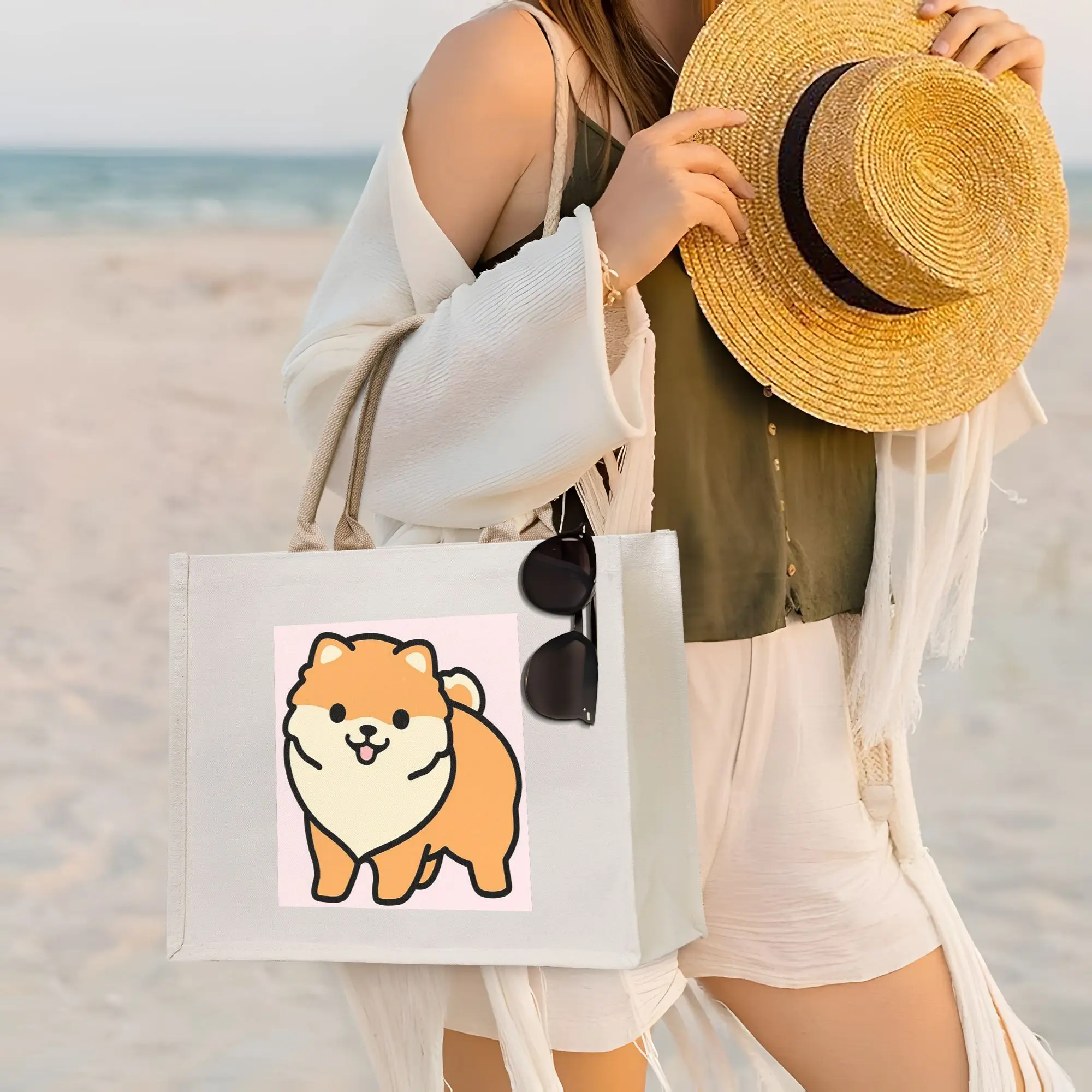 

Сумки для покупок Pomeranian, холщовая складная сумка-тоут для женщин, дорожная сумка через плечо