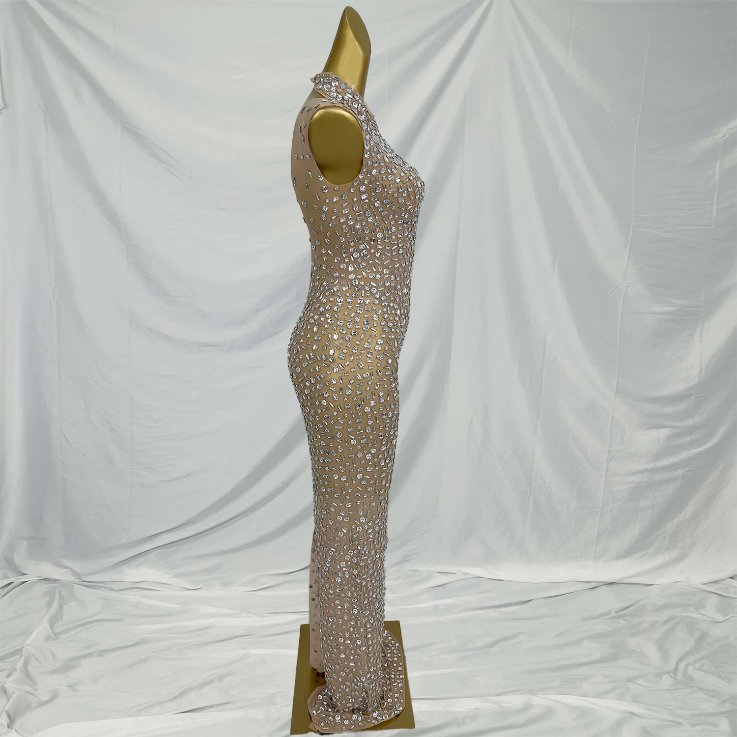 Fubei Temperament Foreign Trade Sleeveless Long Evening Dresses Sexy Flash Diamond Design Robe Soiree Elegante Pour Femme ﻿