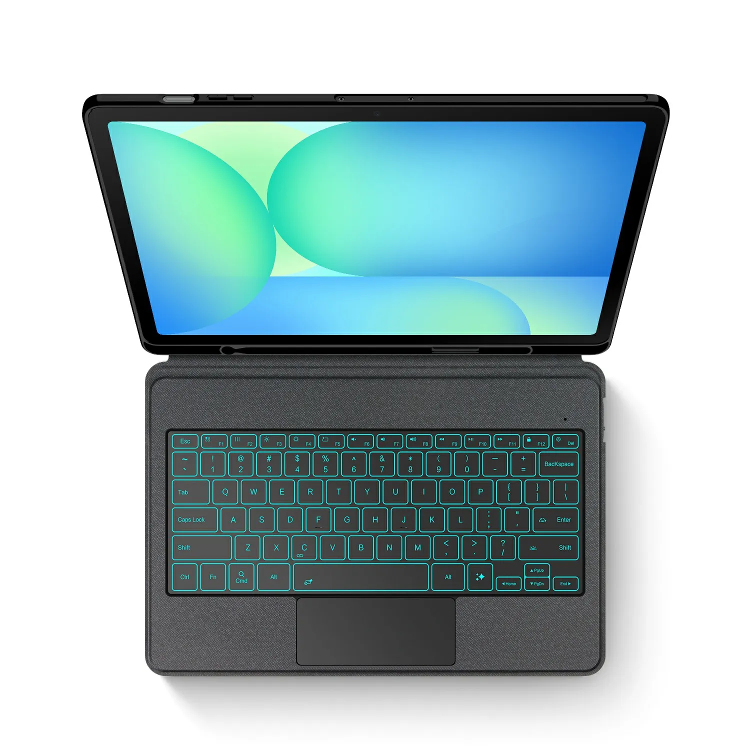 For Samsung Galaxy Tab S10 FE+ Leather Case + Bluetooth-Compatible Keyboard with Backlight Trackpad