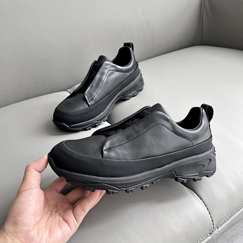 

Pookytage Men's Low-Top Sport Casual oes Full ain Leather Waterproof Breathable Thi Bot Slip-On Running oes