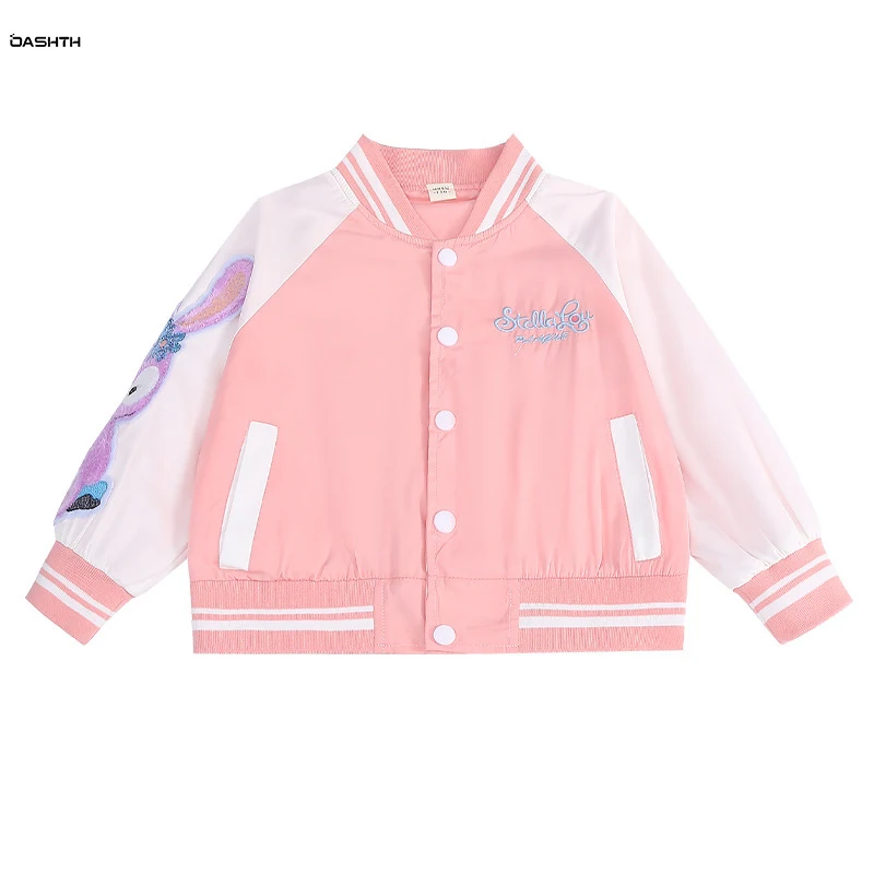 

OASHTH Children's clothing spring and autumn new girls baseball uniform little girl jacket coat loose casual top