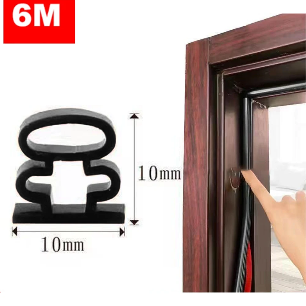 6M Self-sealing Silicone Rubber Sealing Strip Door Seal Strip Soundproofing Reducing Energy Consumption Saving Costs Hardware