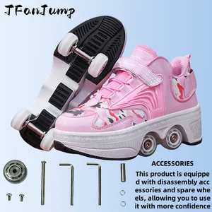 4 عجلات أحذية تزلج الأسطوانة مزدوجة الاستخدام أحذية عارضة صف مزدوج الرجال النساء أحذية المشي الرياضية أفضل 8 مبيعات للأحذية الرياضية ذات العجلات - رقم 8