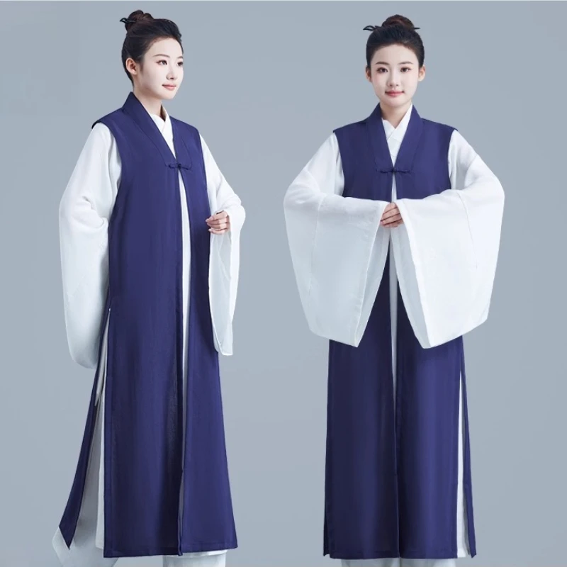 

Wudang Стиль Тай Чи Халат С Длинным Рукавом Льняная Униформа Для Боевых Искусств Традиционная Китайская Одежда Кунг-Фу для Мужчин Женщин