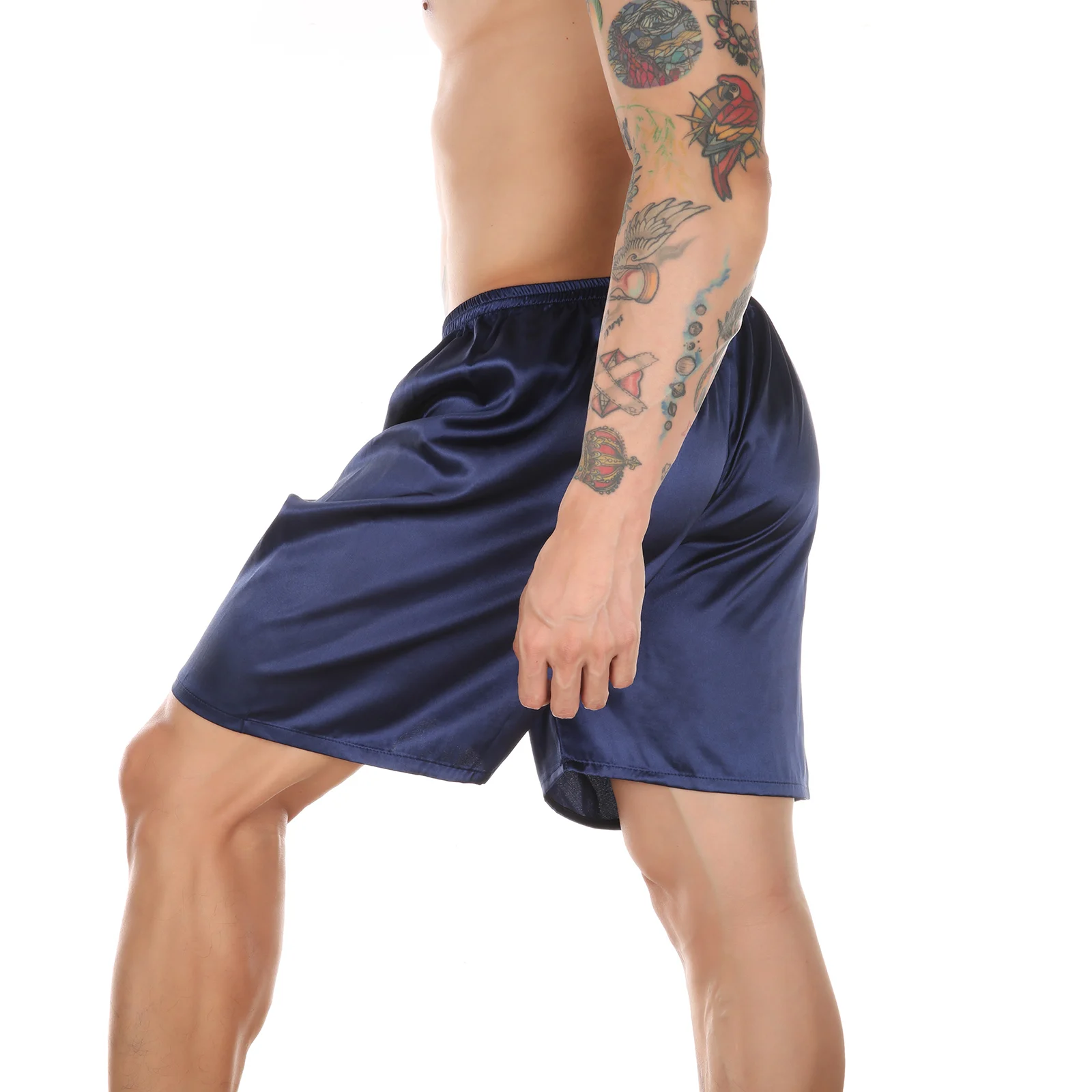 CLEVER-MENMODE Nightwear Satin Pajamas Shorts Men Sleep Bottoms Home Pyjamas Lounge Homewear Boxers Short Pants