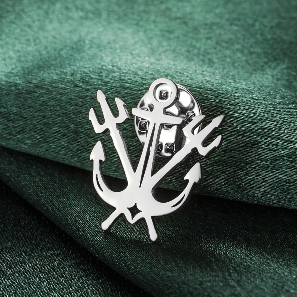 Dawapara Vintage Anker Dreizack Brosche Nordische Mythologie Anstecknadeln Edelstahl Punk Party Accessoires – Detail 9