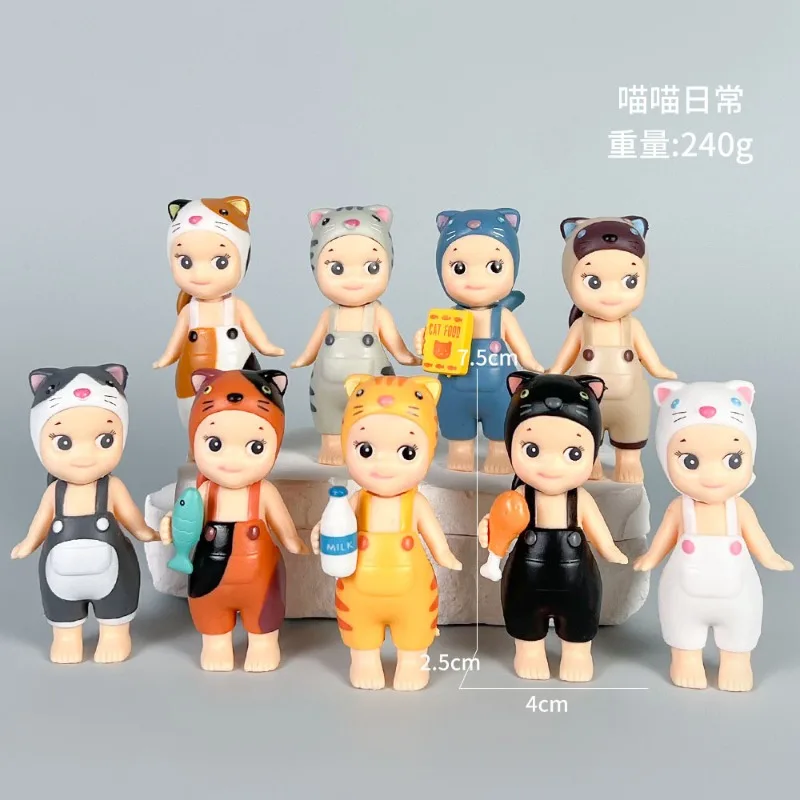 Liegen auf dem Engel Mini Cat Face Drag Serie Blind Box Auto Figur Tisch Ornamente Tier Serie Puppe Spielzeug Anime Urlaub Geschenke
