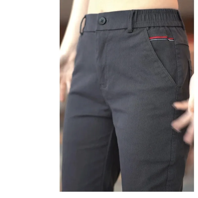 Spring Autumn Men's Pockets Letter Embroidered Button Zipper High Waisted Solid Casual Small Foot Sports Trousers Vintage Pants