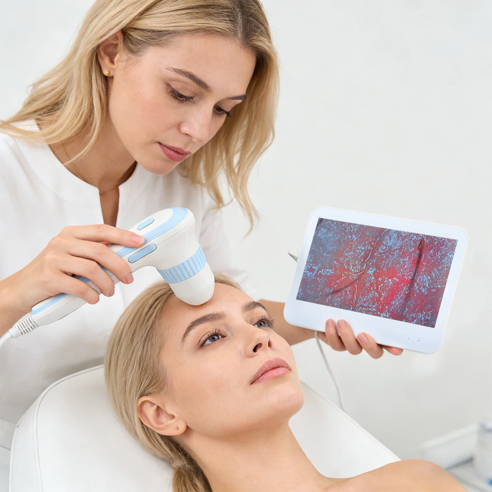 

Анализатор для салонов/СПА/парикмахерских: прибор для тестирования кожи головы и волосяных фолликулов - универсальный аппарат 200X HD с экраном, для диагностики кожи лица