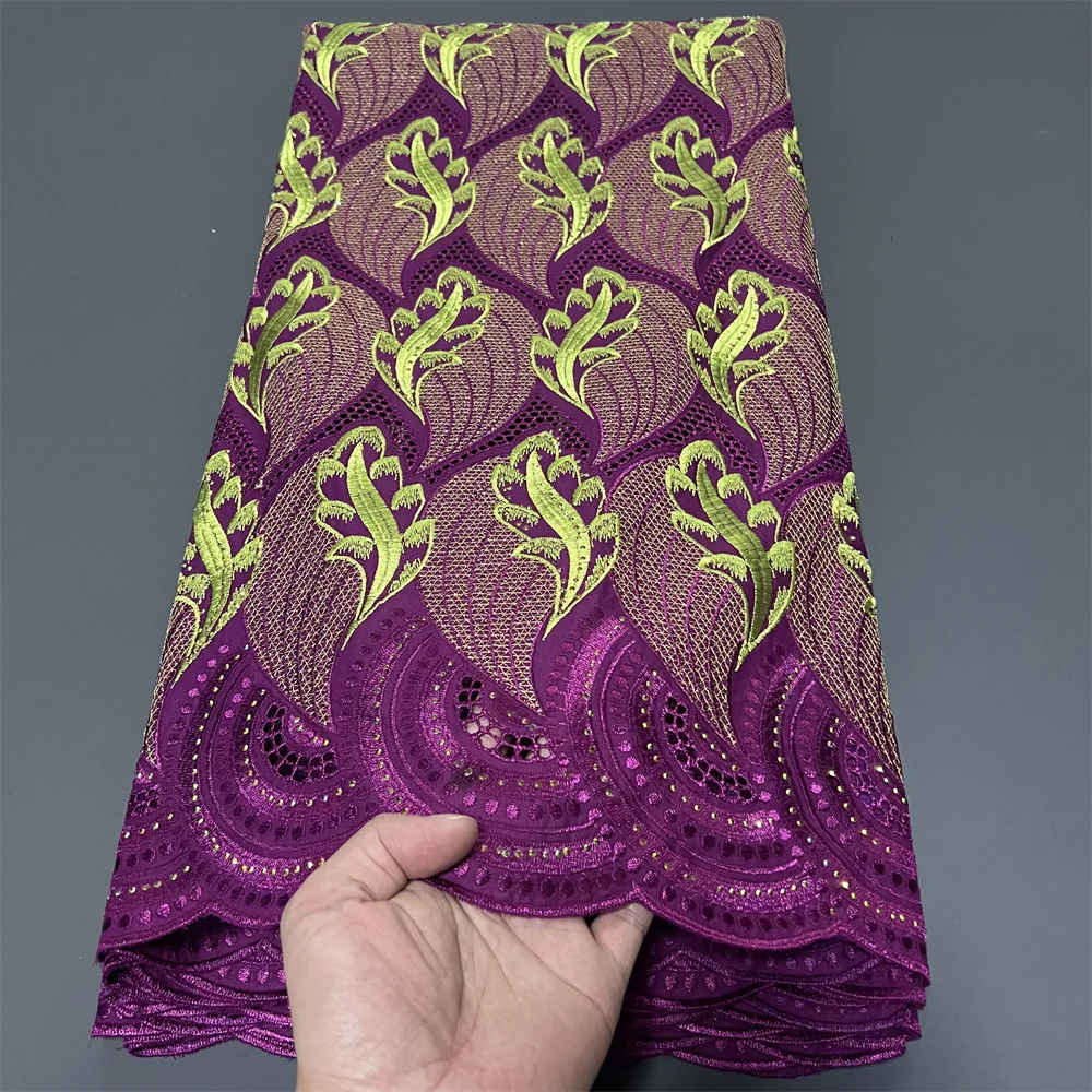 

Тюлевая кружевная ткань для шитья платья, дамасский хлопок, высокое качество, чистая вышивка, нигерийская, свадебная вечеринка, 5 ярдов, 2025, hz1381