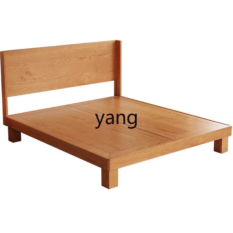 

YHM wooden bed modern simple cream style master bedroom wedding bed