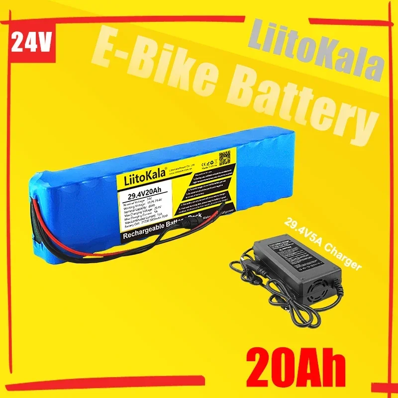 LiitoKala 24V20Ah 21700 7S4P lithium battery pack 29.4V bicycle scooter scooter portable bicycle wheelchair battery with BMS