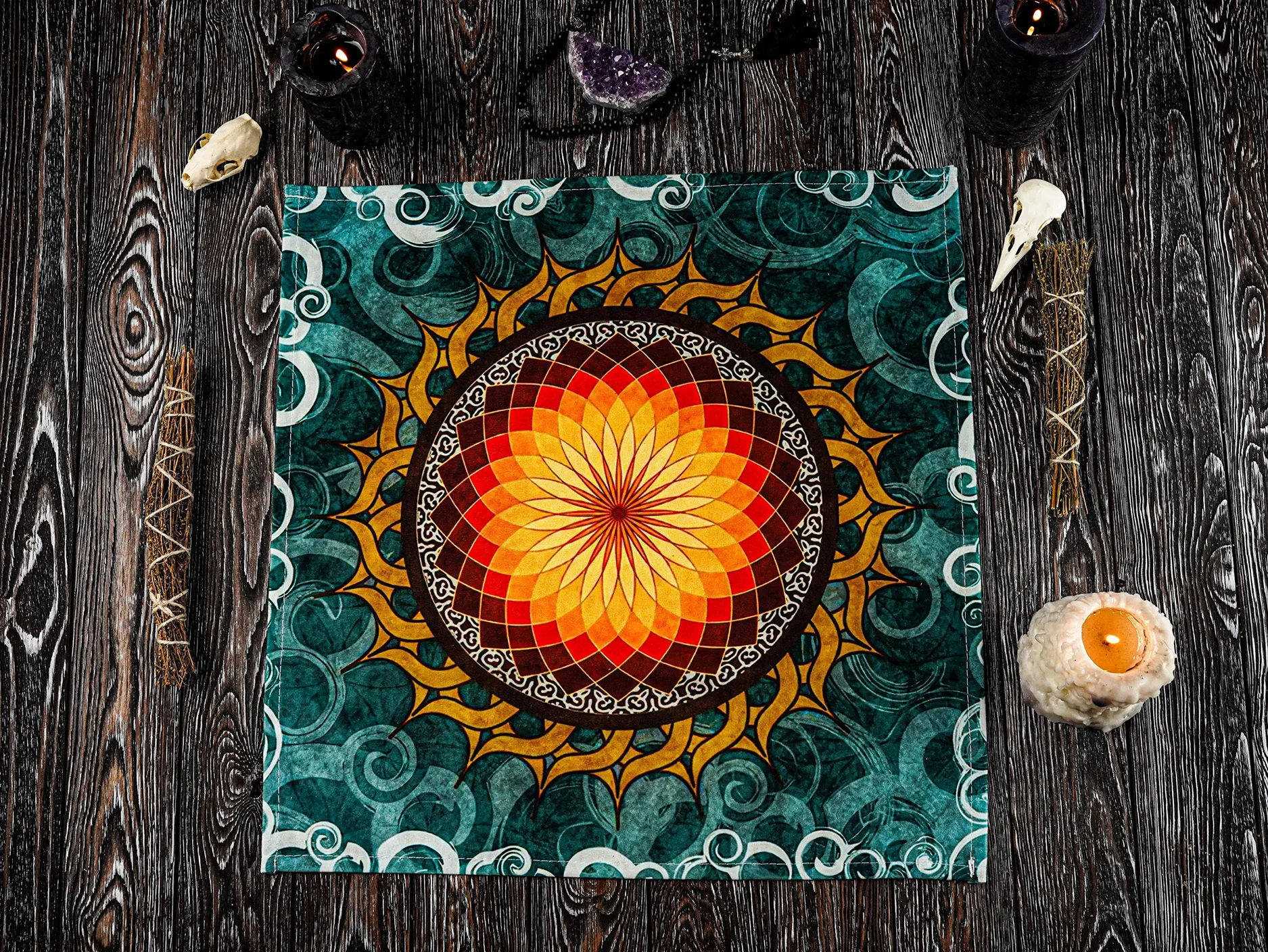 Divination tablecloth, Altar Cloth, , Altar Accessories, Embroidered Altar Cloth, Pagan Gift, Occult Decor, Magic Tools, W
