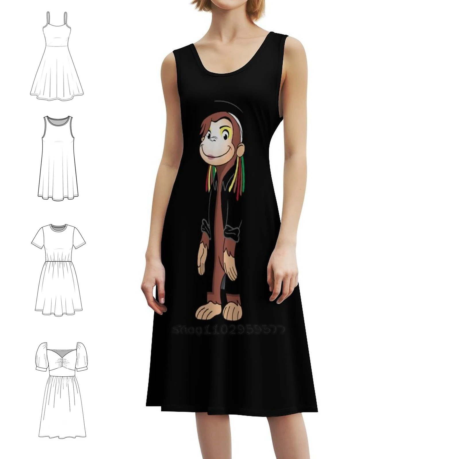 فستان حفلات أنيق للسيدات من Curious Boy George فستان على شكل حرف a مع خيارات قصيرة/طويلة/بدون أكمام فستان جورج للأولاد الغريب