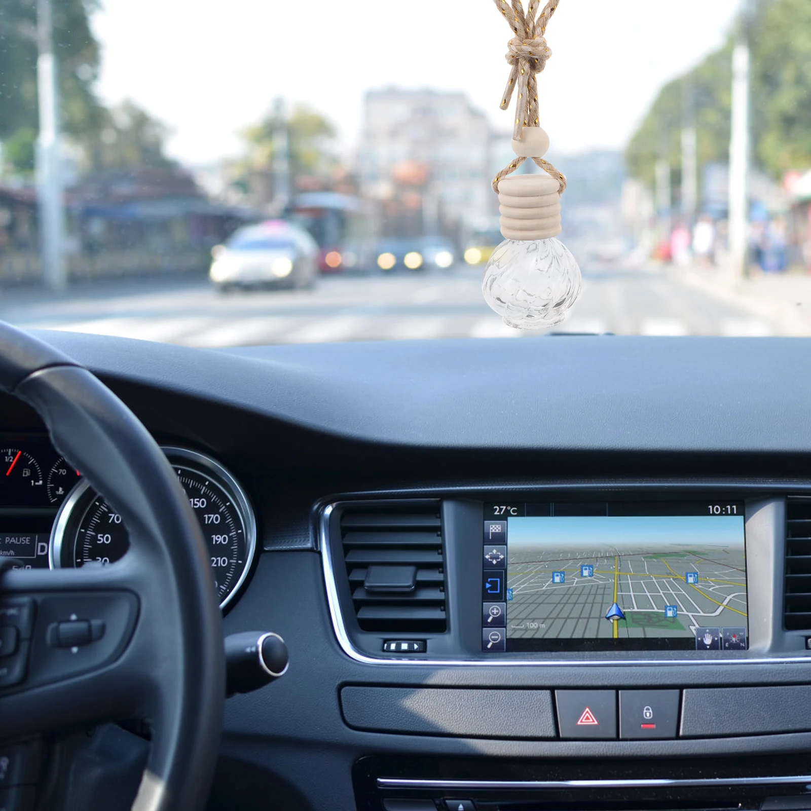 

2 Pcs Aromatherapy Bottle Car Freshener Holder Hanging Oil Diffuser Accessory Wood Glass Pendant