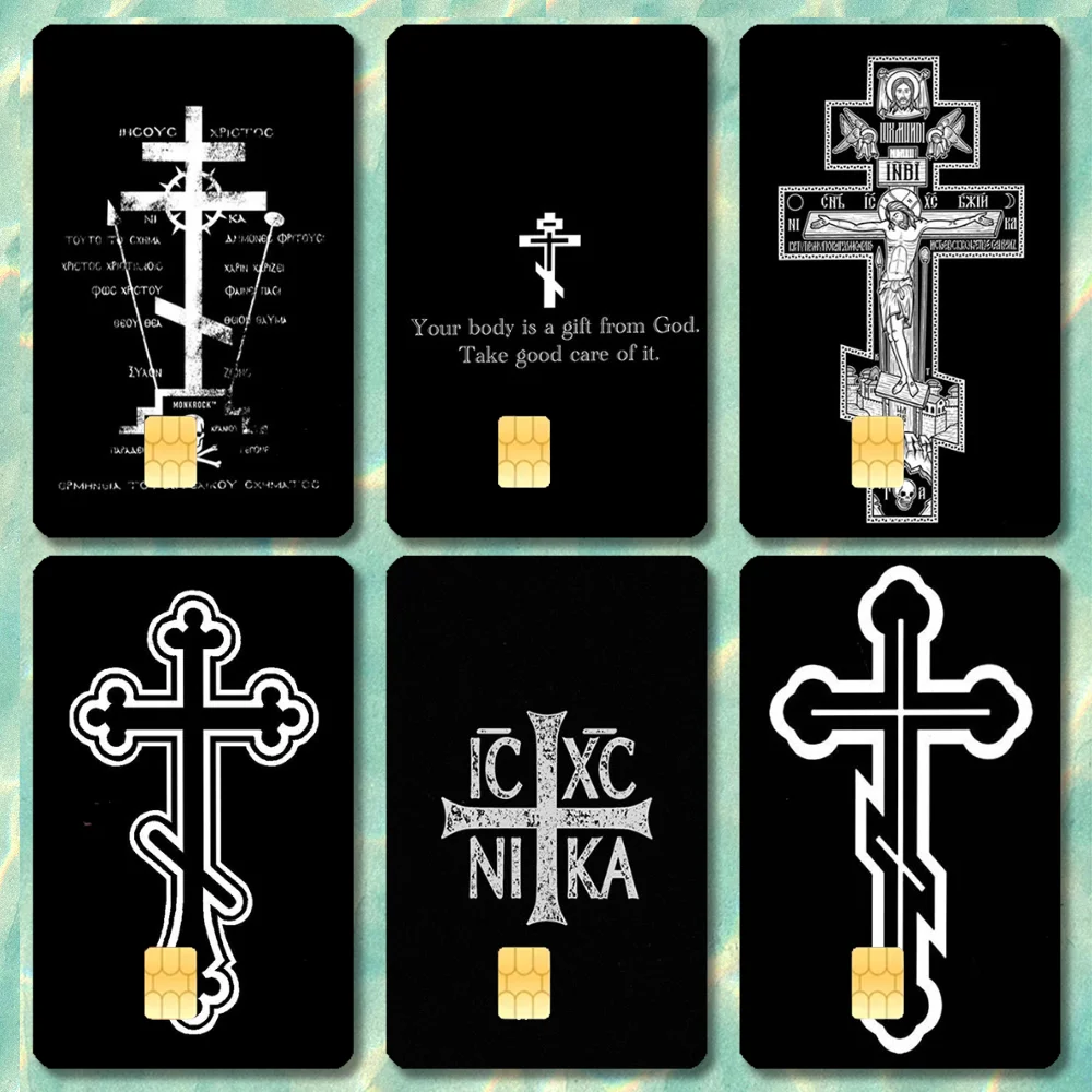 Orthodox Cross Icon Stickers Cartoon Credit Card Visa Debit Bank Charge Card Bus Metro Waterproof Sticker Decal Decoration