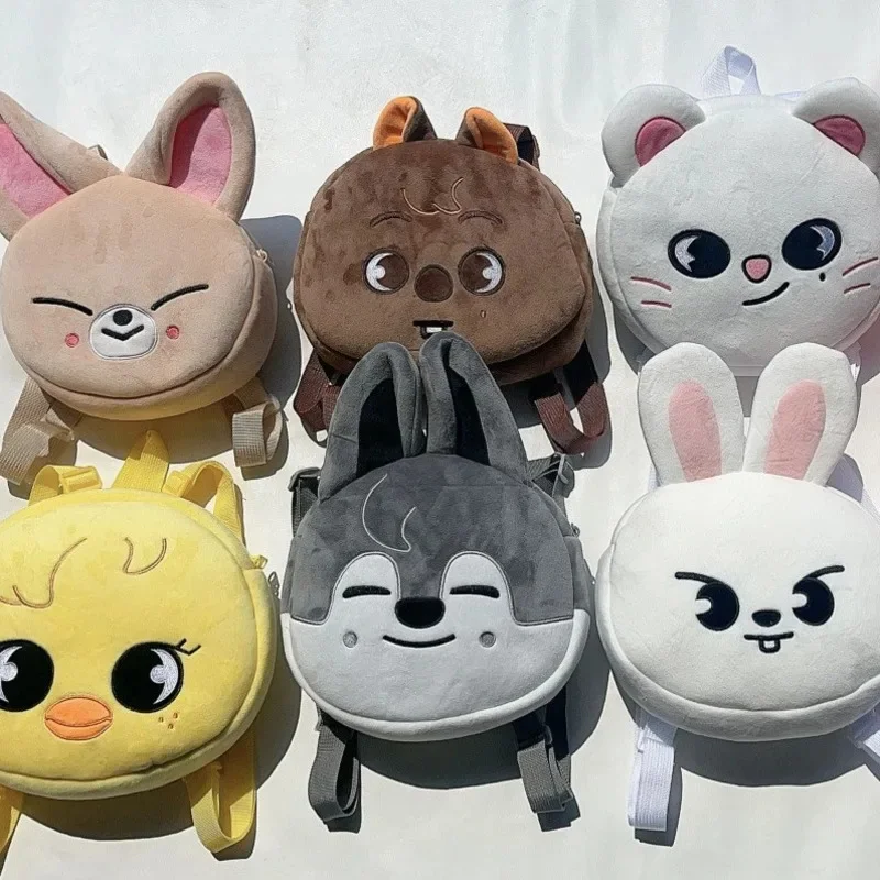 

Cute Plush Cartoon KPOP Student Backpack Animals Wolf Bear Pig Plush Toy Kawaii Stuffed Cat Fox Small Shoulder Bag For Fans Gift