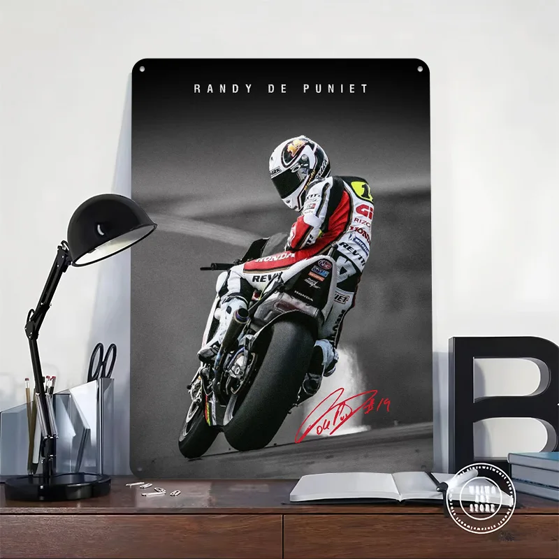 랜디 드 푸니에 오토바이 레이싱 틴 사인 벽 장식 포스터 차고 장식 빈티지 금속 사인 남성 공간 장식용