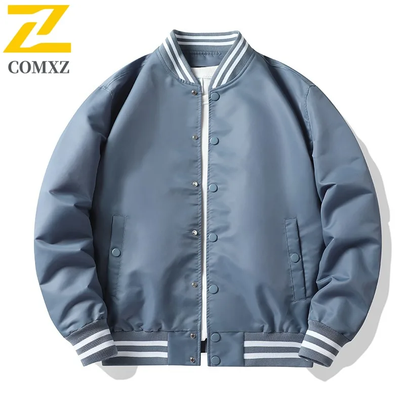 COMXZ Thin Color Block Baseball Jacket Men American Pilot Jacket Unisex  Coat Trendy Workwear Jacket lightweight windbreaker