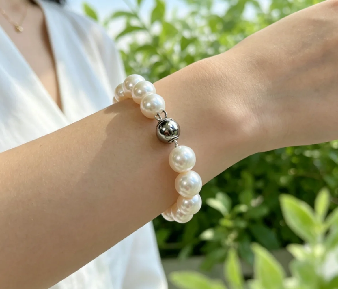 Large grained pearl bracelet AAA11-13mm natural South Sea Baroque pearl bracelet 925s/7.5-8in